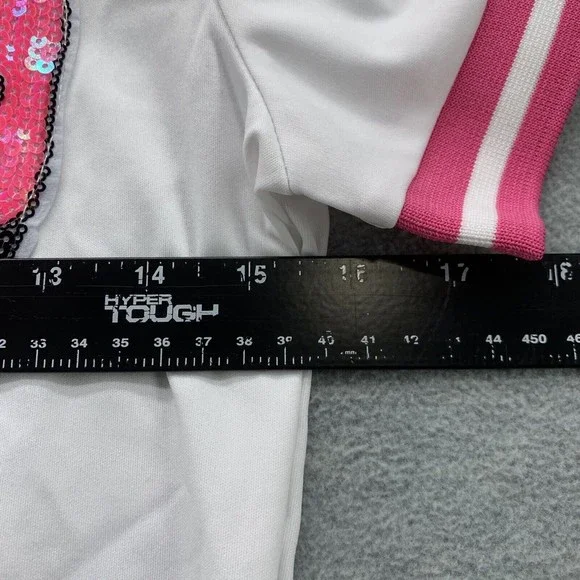 Women White Bodycon Shirts & Shorts with Sequined Front Logo Set Size XXL (A41) - Picture 9 of 13